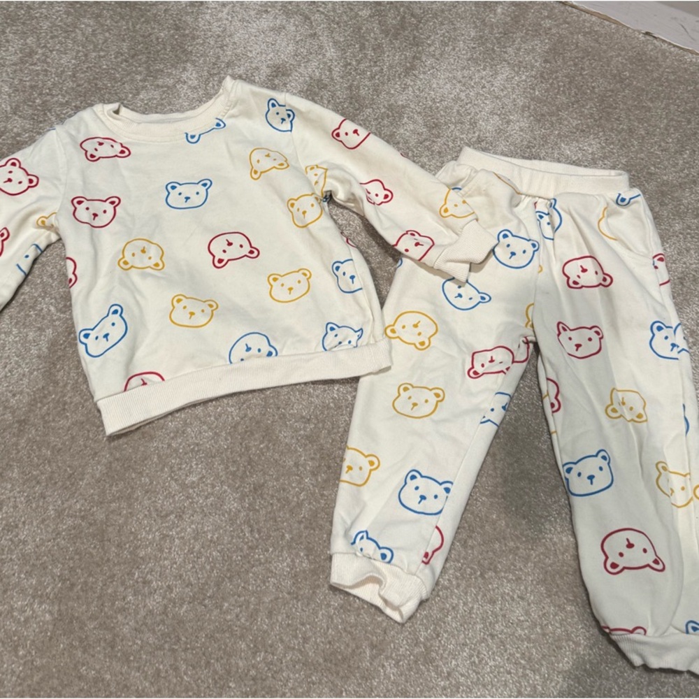 Colorful Bear Print Pajama Set
